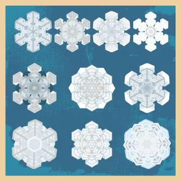 Snowflake winter set, vector Illustrazione stock
