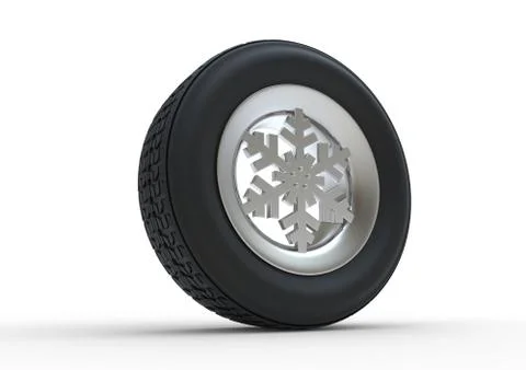 Snowflake Winter Tyre Stock Illustration