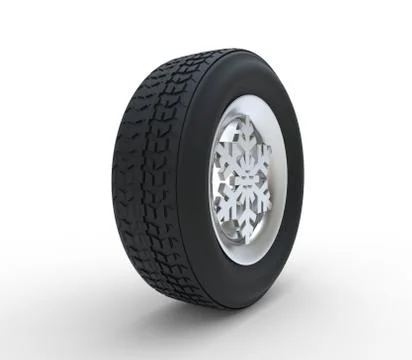 Snowflake Winter Tyre Stock Illustration