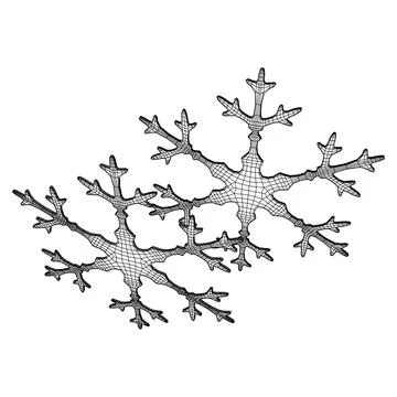 Snowflake Wireframe low poly mesh Stock Illustration