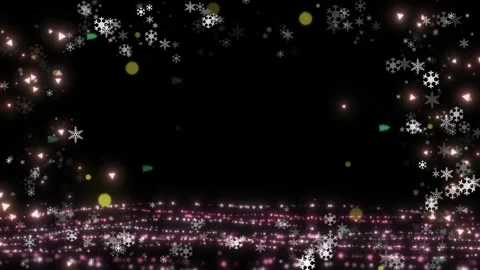 Snowflakes and Lights on Black Background Vídeo Stock 337760994