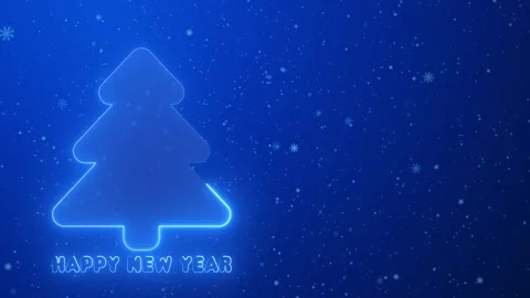 Snowflakes are falling on a blue background, on the left is a glass Christmas Stock Footage 309294500