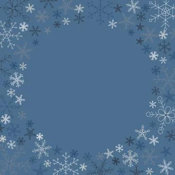 Snowflakes around the circle Stock Illustration