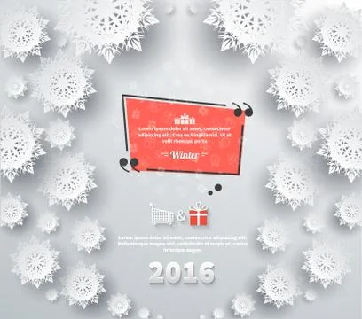 Snowflakes Background 2016 Quote Bubble Stock Illustration