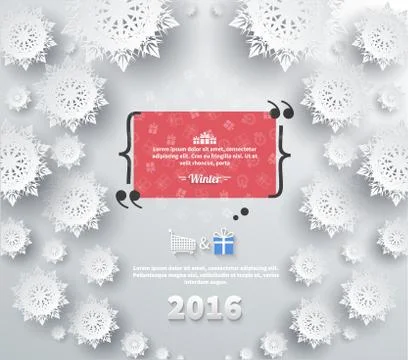 Snowflakes Background 2016 Quote Bubble Stock Illustration