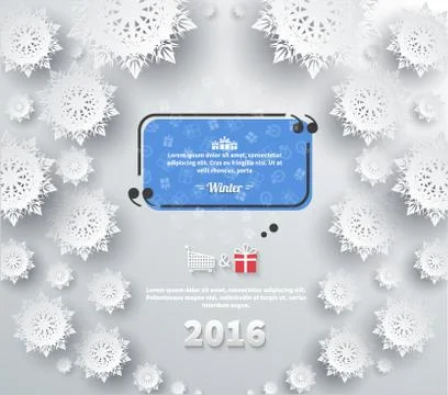 Snowflakes Background 2016 Quote Bubble Stock Illustration