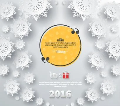 Snowflakes Background 2016 Quote Bubble Stock Illustration