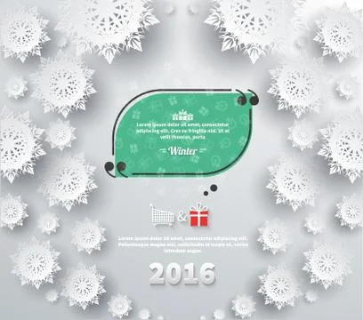 Snowflakes Background 2016 Quote Bubble Stock Illustration