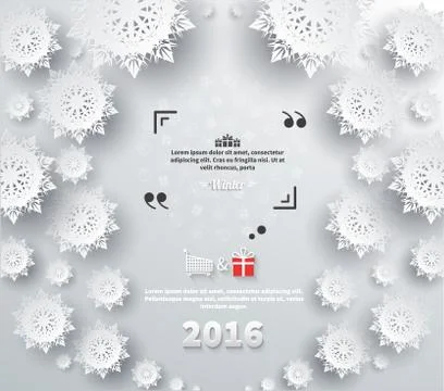 Snowflakes Background 2016 Quote Bubble Stock Illustration