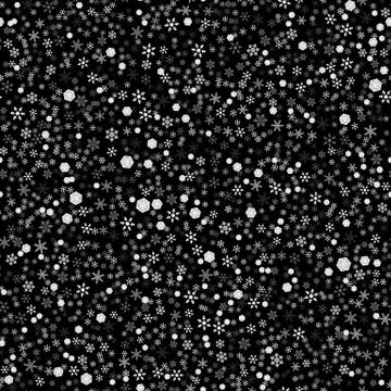 Snowflakes background. Seamless pattern. 5 forms, effect of space. White, gra Stock Illustration