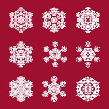 Snowflakes background. Snowflakes pattern. Snowflake ornamental pattern Stock Illustration