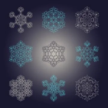 Snowflakes background. Snowflakes pattern. Snowflake ornamental pattern Stock Illustration