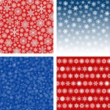 Snowflakes Backgrounds and Patterns Set Illustrazione stock