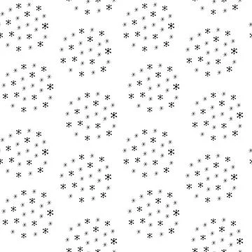 Snowflakes balls seamless pattern in black doodle style. Cool winter wallpaper Stock Illustration