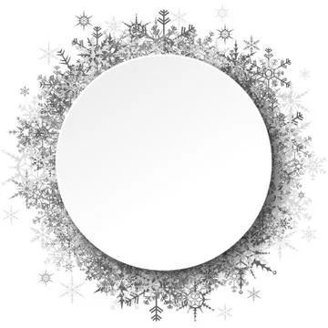 Snowflakes behind white empty frame Stock Illustration