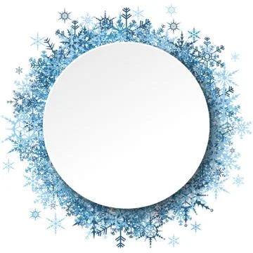 Snowflakes behind white empty frame Stock Illustration