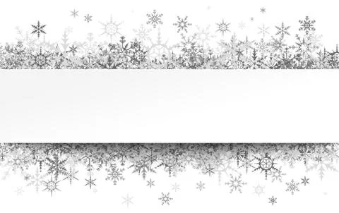 Snowflakes behind white empty frame Stock Illustration