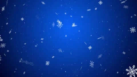 Snowflakes on blue background. 3D animation of falling snow flakes isolated.. Stock Footage 297012635