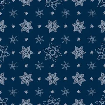 Snowflakes on a blue background, patern Stock Illustration