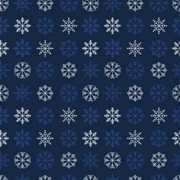 Snowflakes on a blue background, seamless pattern, vector. 库存插图