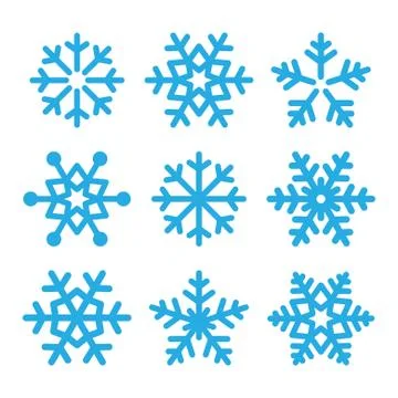 Snowflakes blue vector icons set Illustrazione stock