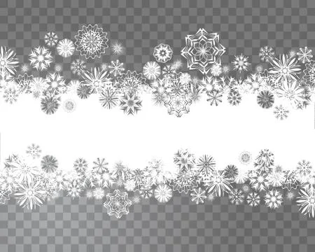Snowflakes border on a transparent background. Abstract snow background for y Stock Illustration