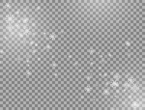 Snowflakes bright composition isolated on transparent background. Winter banner Stock Illustration