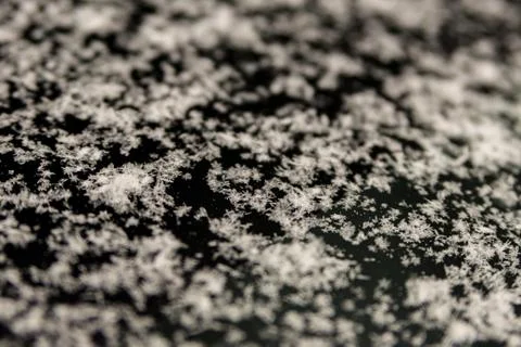 Snowflakes on a car windshield, selective focus Stock Photos