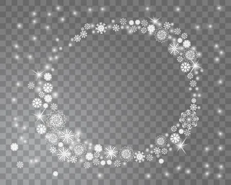 Snowflakes circle frame on a transparent background for your Christmas design Stock Illustration