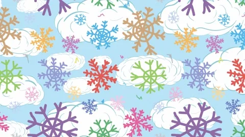 Snowflakes colorful and clouds Stock Footage 99866057