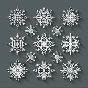 Snowflakes cut paper set Stock-Illustration