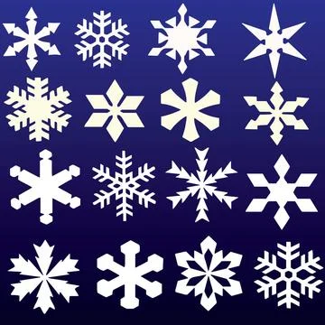 Snowflakes on dark blue gradient different snowflakes design on dark blue ... Foto stock