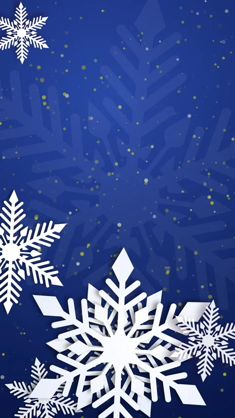 Snowflakes on deep blue festive background. Vertical video. Video stock 320614843