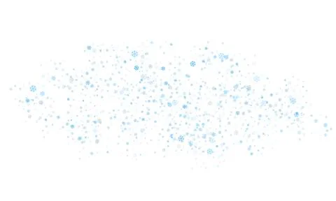 Snowflakes of different sizes and different transparency are randomly scatter Stock Illustration