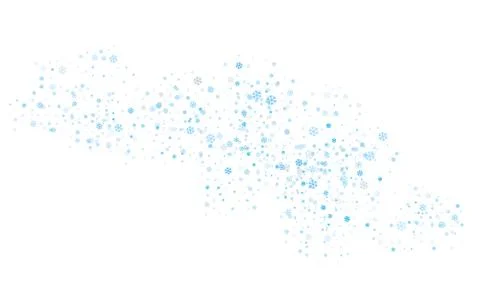 Snowflakes of different sizes and different transparency are randomly scatter Stock Illustration