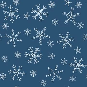 Snowflakes of different styles on a background of blue, pattern Stock Illustration