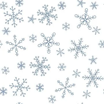 Snowflakes of different styles on a background of blue, pattern Stock Illustration