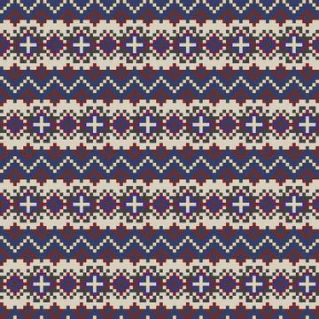 Snowflakes Fair Isle Seamless Pattern Design Stock Illustration