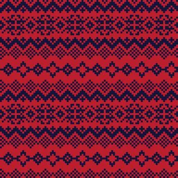 Snowflakes Fair Isle Seamless Pattern Design Stock Illustration