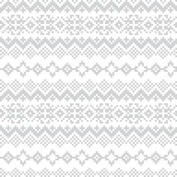 Snowflakes Fair Isle Seamless Pattern Design Stock Illustration