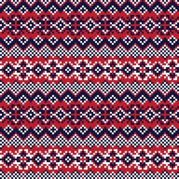 Snowflakes Fair Isle Seamless Pattern Design Stock Illustration