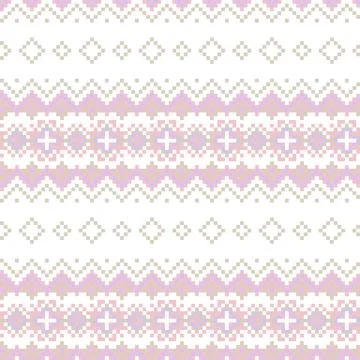 Snowflakes Fair Isle Seamless Pattern Design Stock Illustration