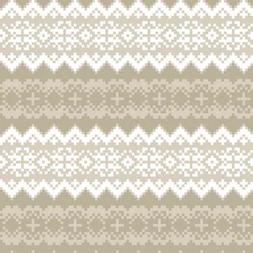 Snowflakes Fair Isle Seamless Pattern Design Stock Illustration