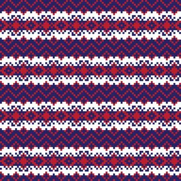 Snowflakes Fair Isle Seamless Pattern Design Stock Illustration