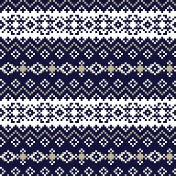 Snowflakes Fair Isle Seamless Pattern Design Stock Illustration