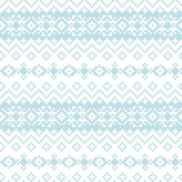 Snowflakes Fair Isle Seamless Pattern Design Stock Illustration