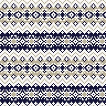 Snowflakes Fair Isle Seamless Pattern Design Stock Illustration