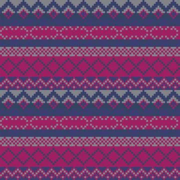 Snowflakes Fair Isle Seamless Pattern Design Stock Illustration