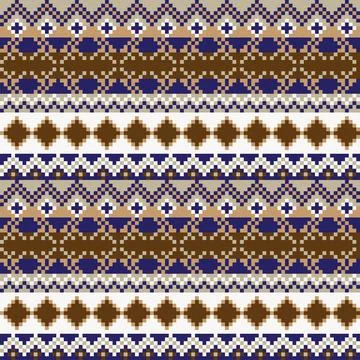 Snowflakes Fair Isle Seamless Pattern Design Stock Illustration