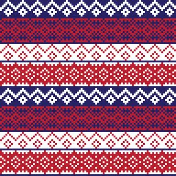 Snowflakes Fair Isle Seamless Pattern Design Stock Illustration